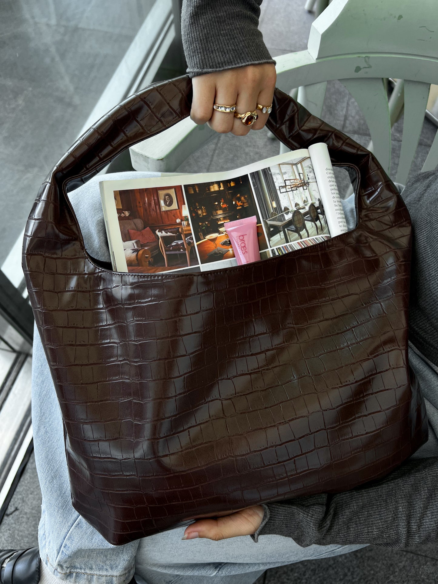 CROCO BAG BROWN