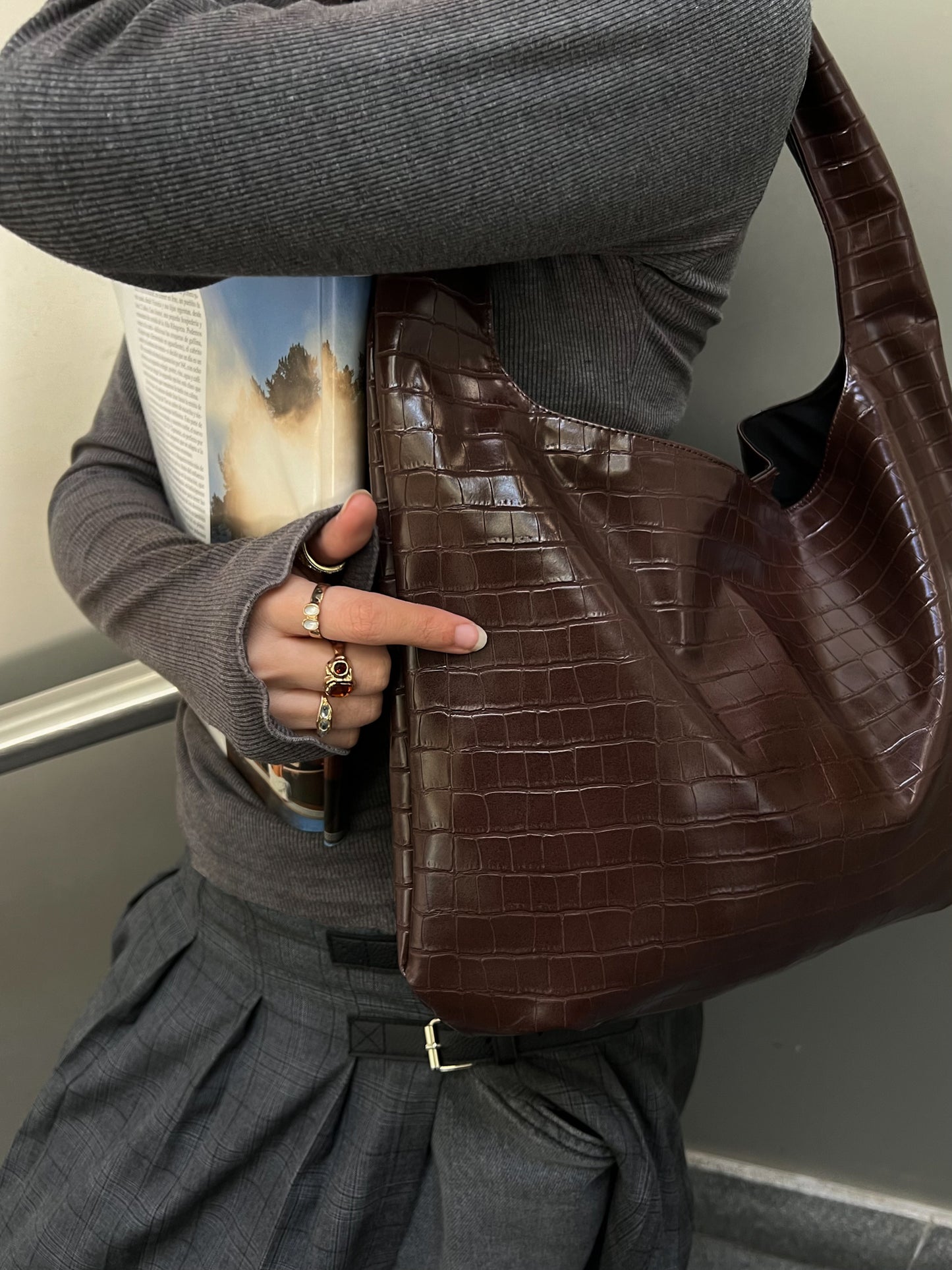 CROCO BAG BROWN