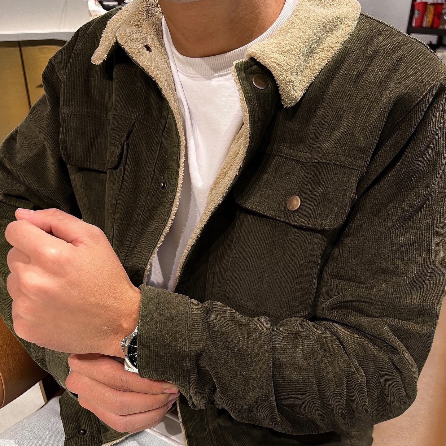 FLEECE-LINED CORDUROY JACKET
