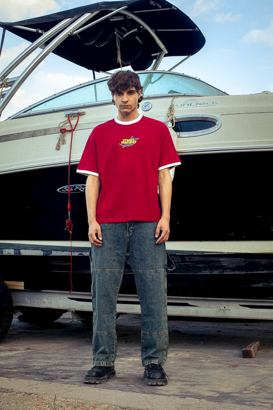 RINGER T-SHIRT BURGUNDY