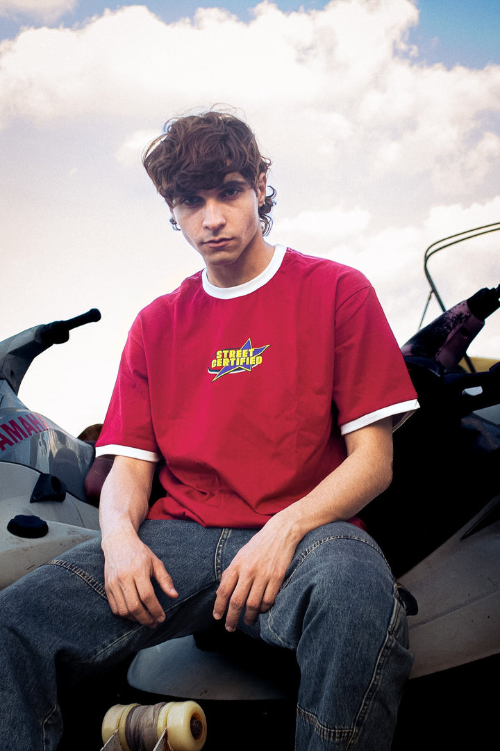 RINGER T-SHIRT BURGUNDY