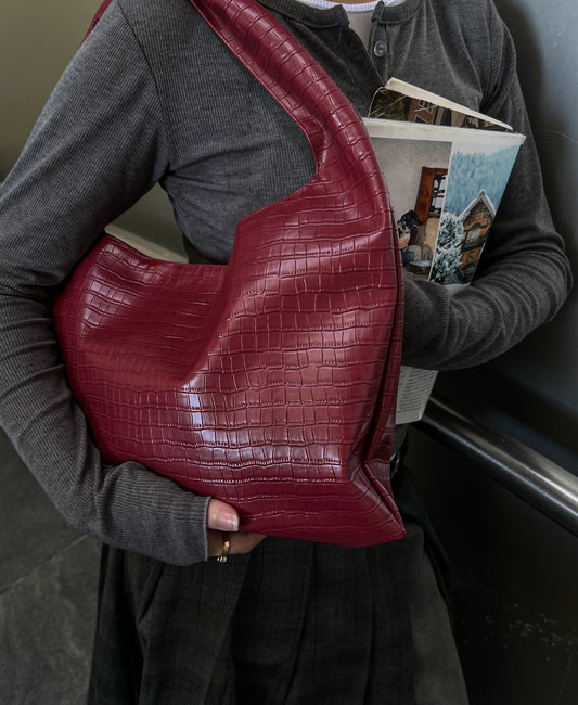 CROCO BAG BURGUNDY