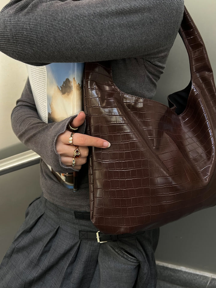 CROCO BAG BROWN