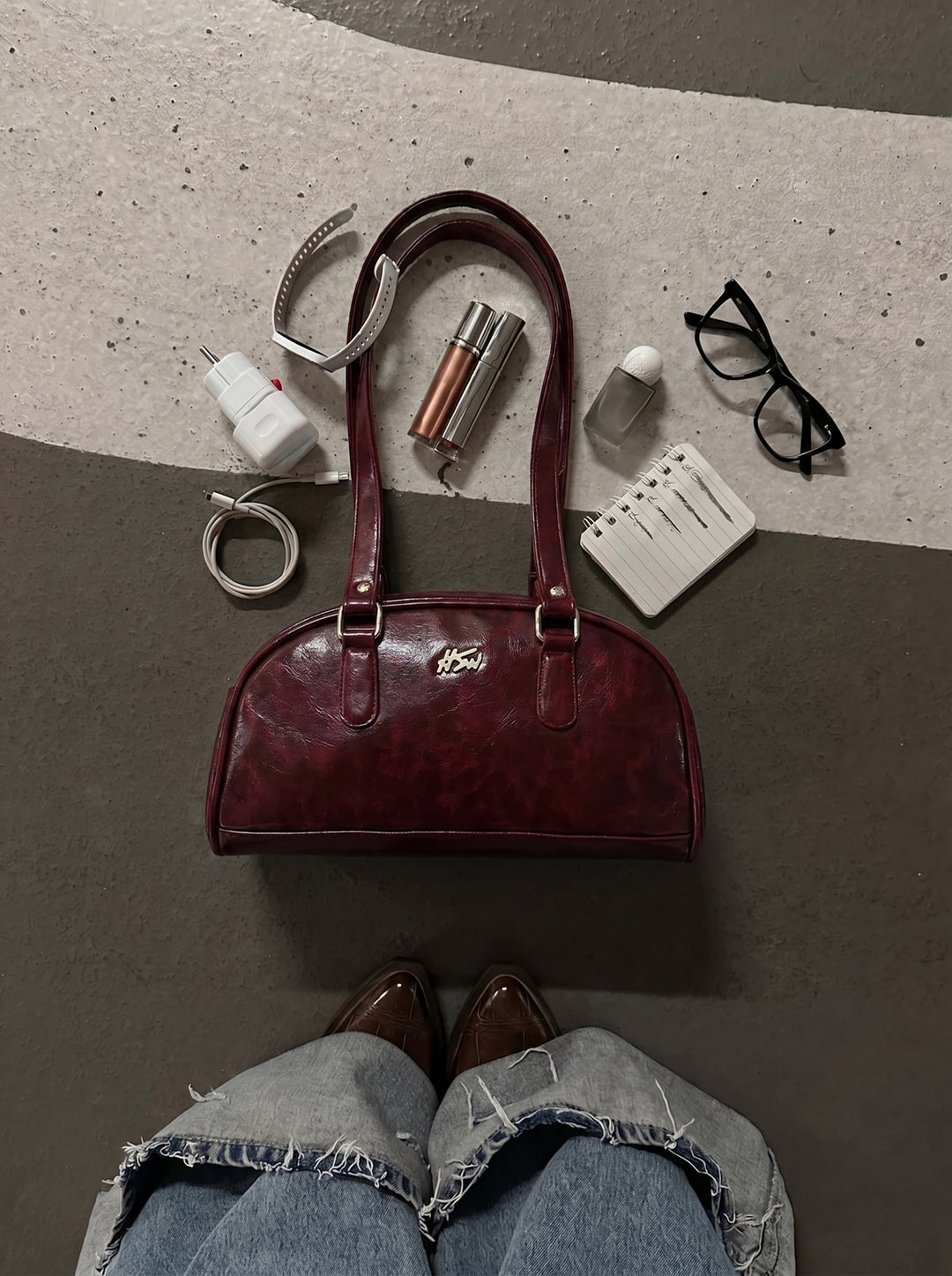 BOWLER BAG BURGUNDY