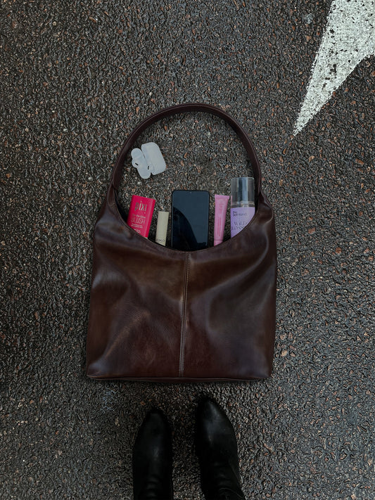 HOBO BAG GLOSSY BROWN
