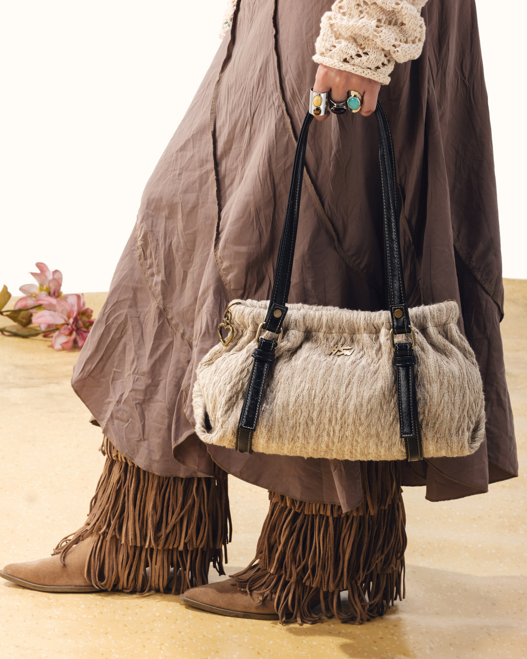 MISS MESS BAG BRAIDED BEIGE