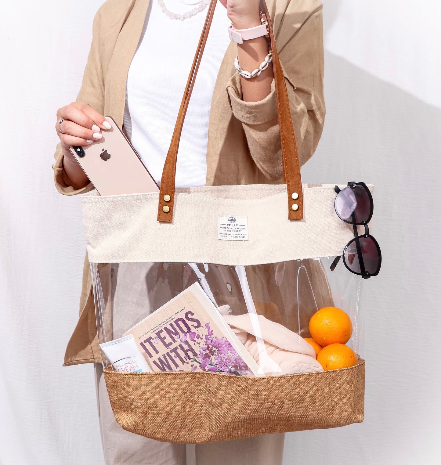 TRANSPARENT BEACH BAG BEIGE