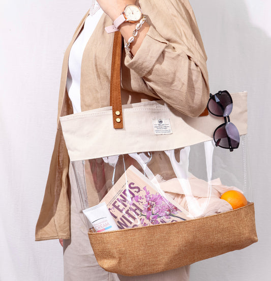 TRANSPARENT BEACH BAG BEIGE