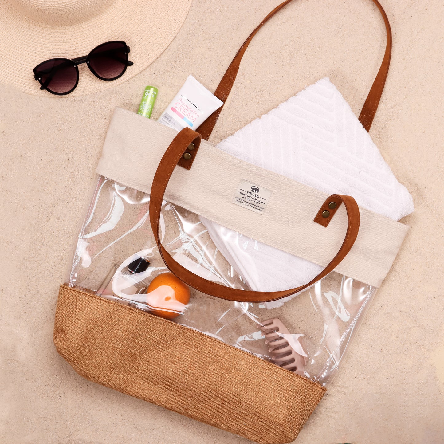 TRANSPARENT BEACH BAG BEIGE