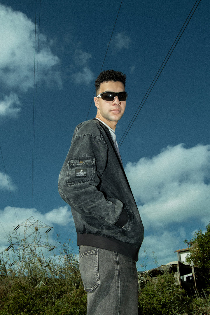 DENIM BOMBER JACKET BLACK