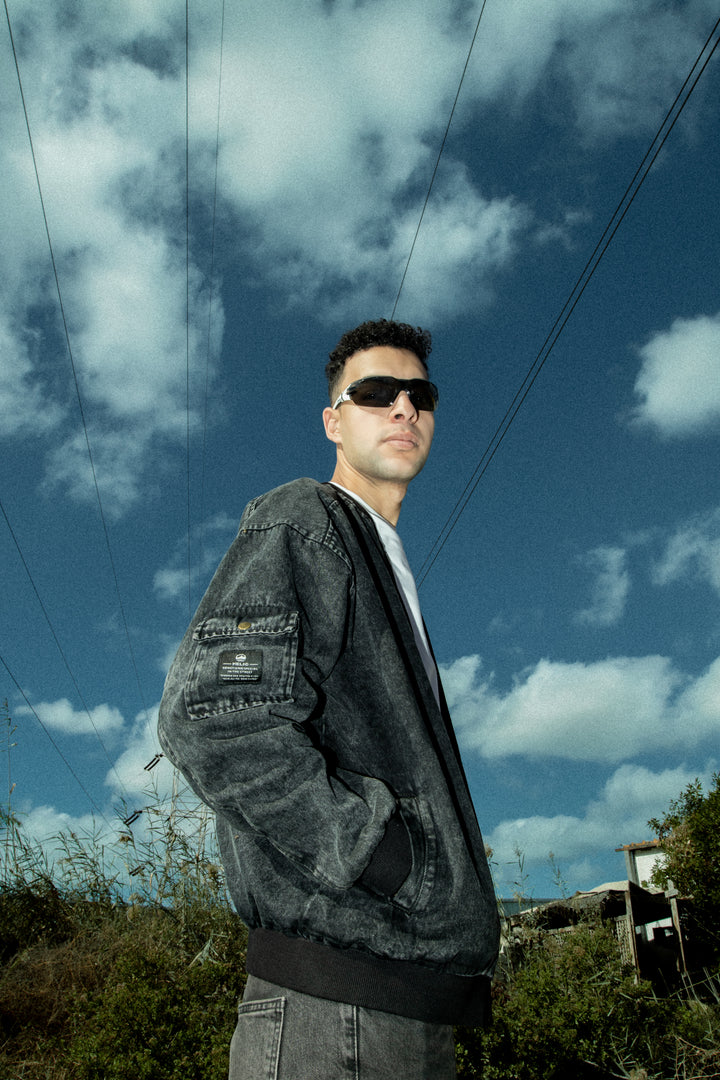 DENIM BOMBER JACKET BLACK