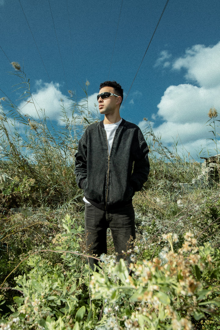 DENIM BOMBER JACKET BLACK