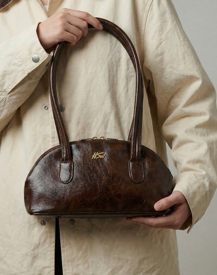 BRANDED BAGUETTE BAG BROWN