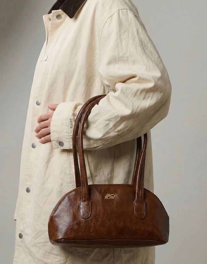 BRANDED BAGUETTE BAG CARAMEL