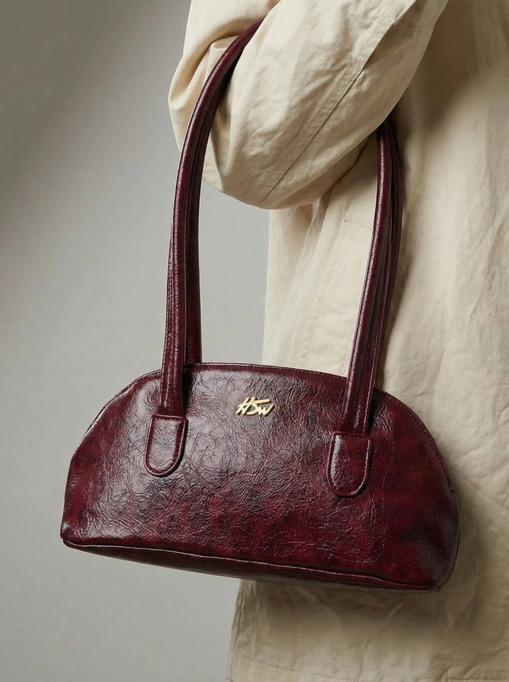 BRANDED BAGUETTE BAG BURGUNDY