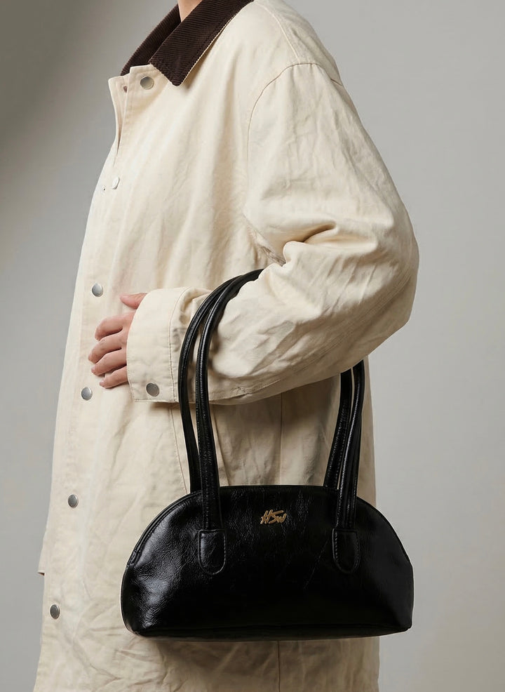 BRANDED BAGUETTE BAG BLACK