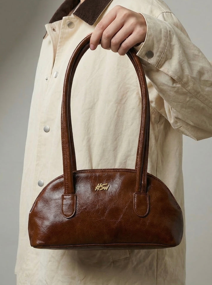 BRANDED BAGUETTE BAG CARAMEL