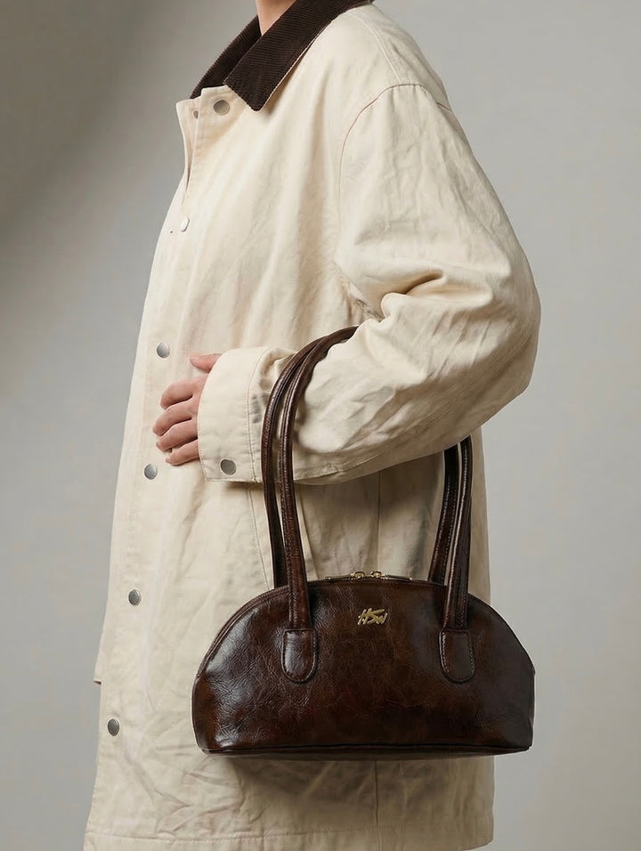 BRANDED BAGUETTE BAG BROWN
