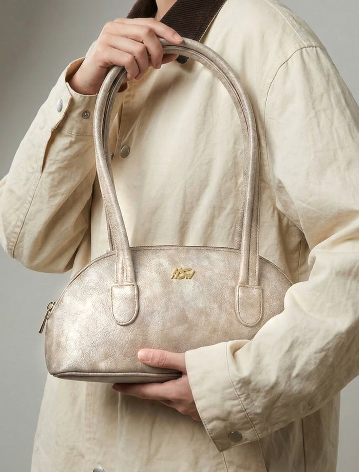 BRANDED BAGUETTE BAG BEIGE