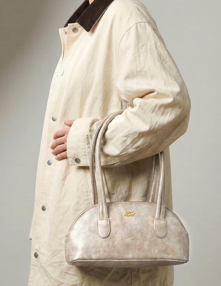 BRANDED BAGUETTE BAG BEIGE
