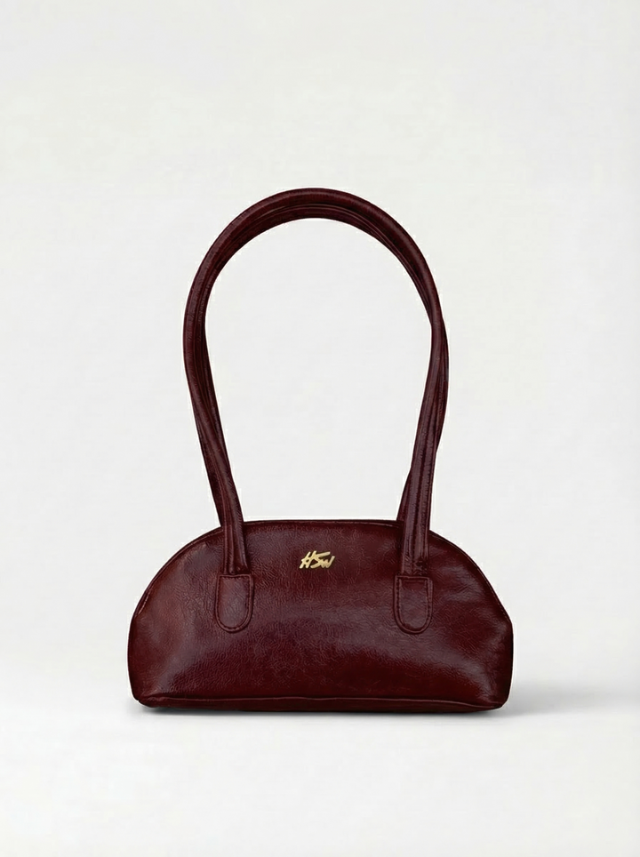 BRANDED BAGUETTE BAG BURGUNDY