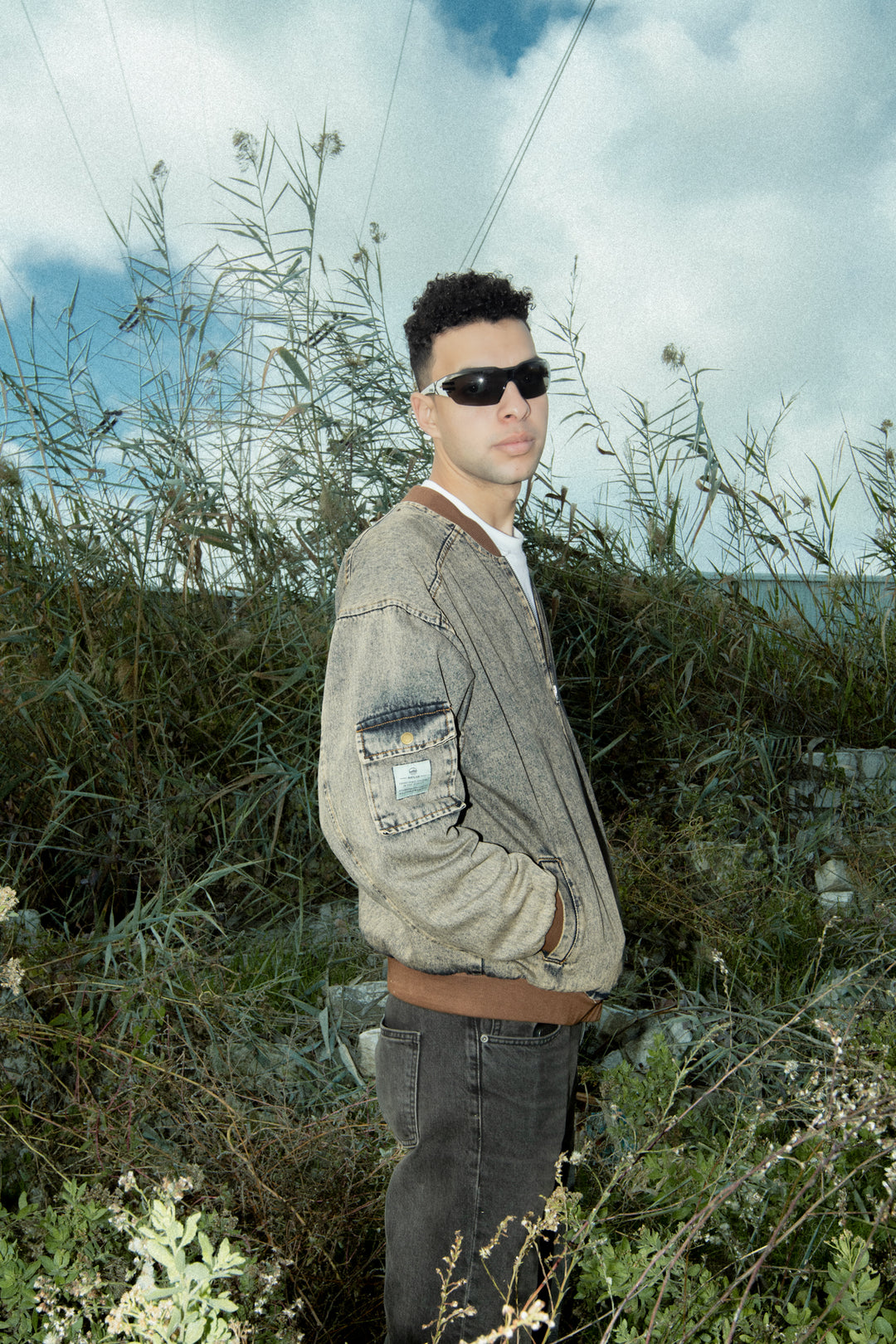 DENIM BOMBER JACKET BRONZE