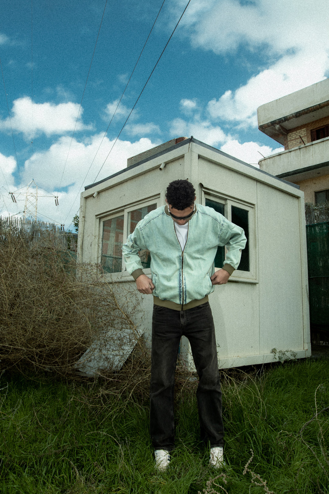 DENIM BOMBER JACKET MINT