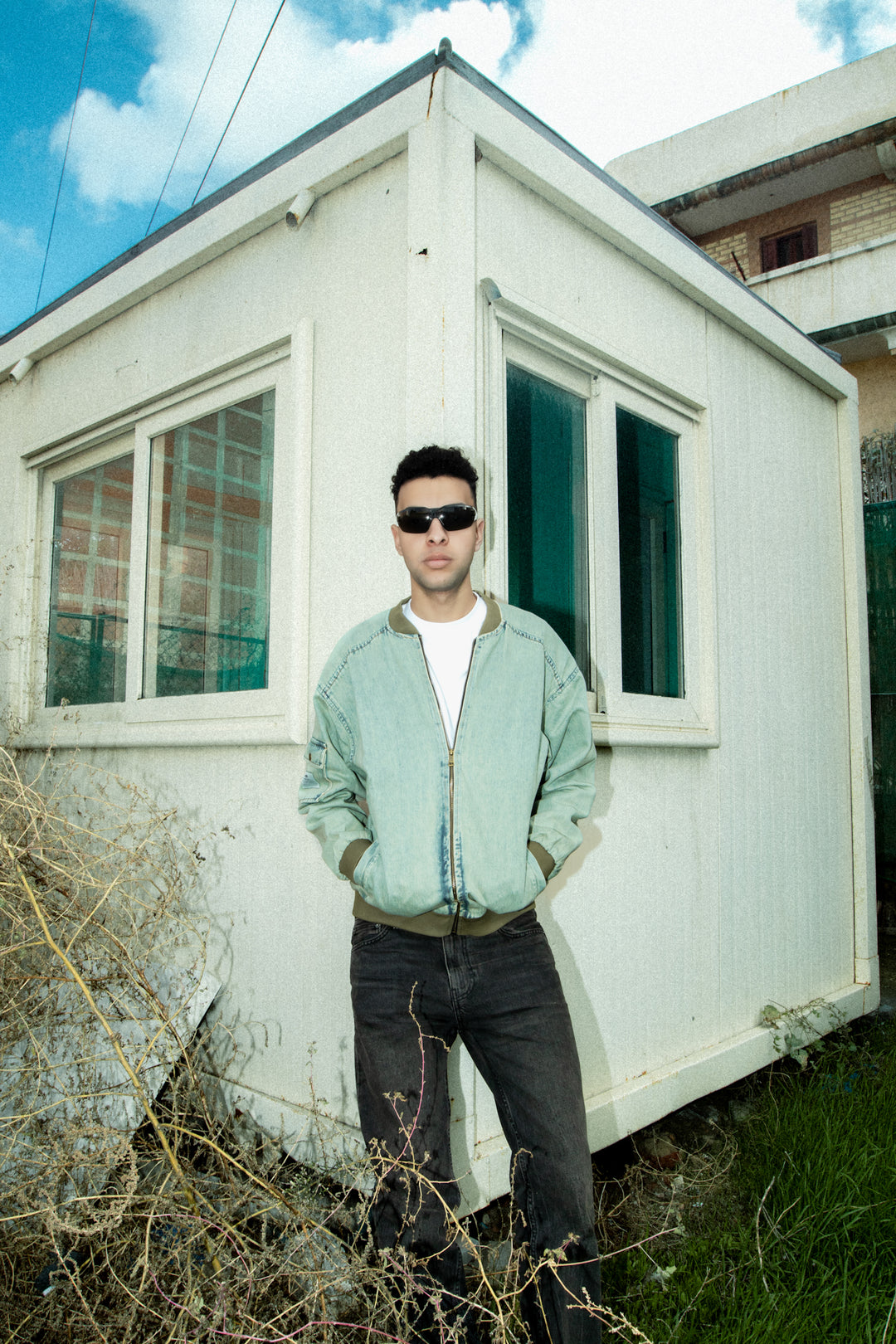 DENIM BOMBER JACKET MINT