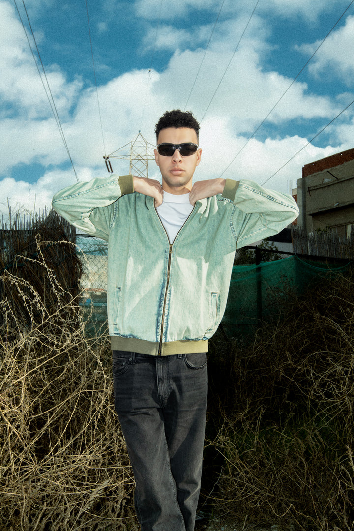 DENIM BOMBER JACKET MINT