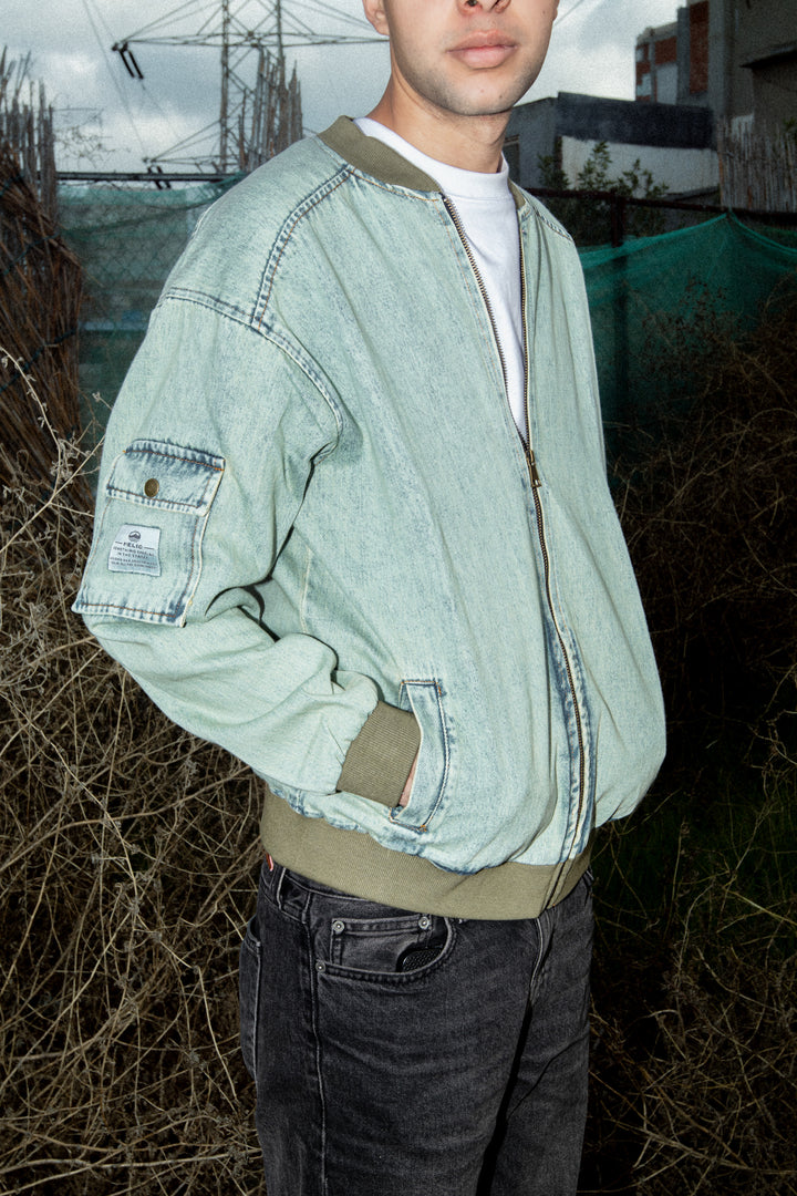 DENIM BOMBER JACKET MINT