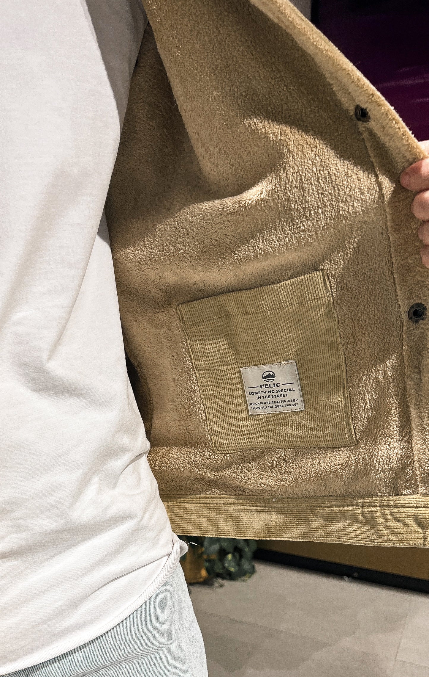 FLEECE-LINED CORDUROY JACKET BEIGE