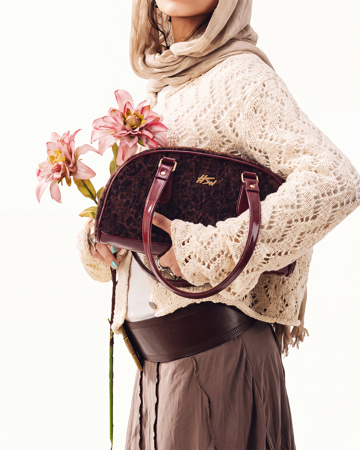 PANTHER BOWLER BAG PLUM LINES