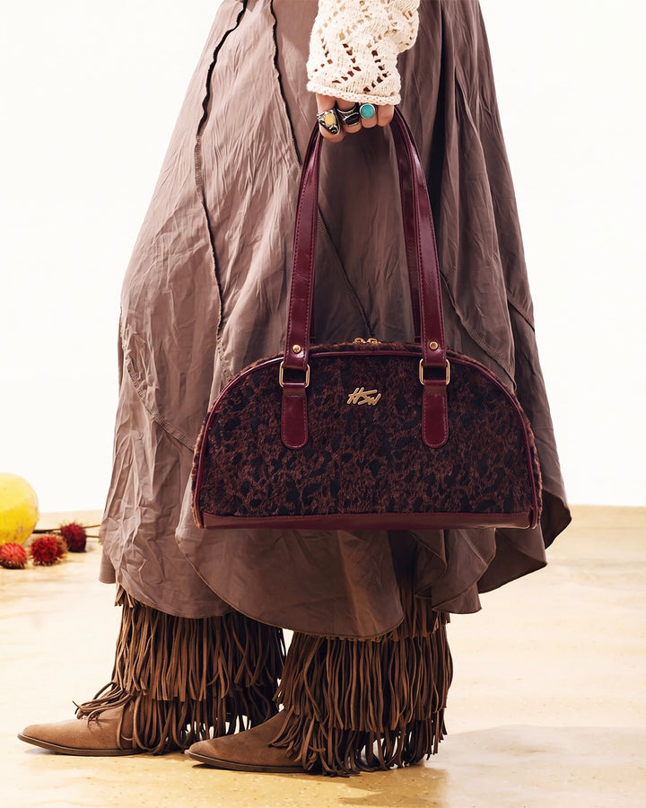 PANTHER BOWLER BAG PLUM LINES