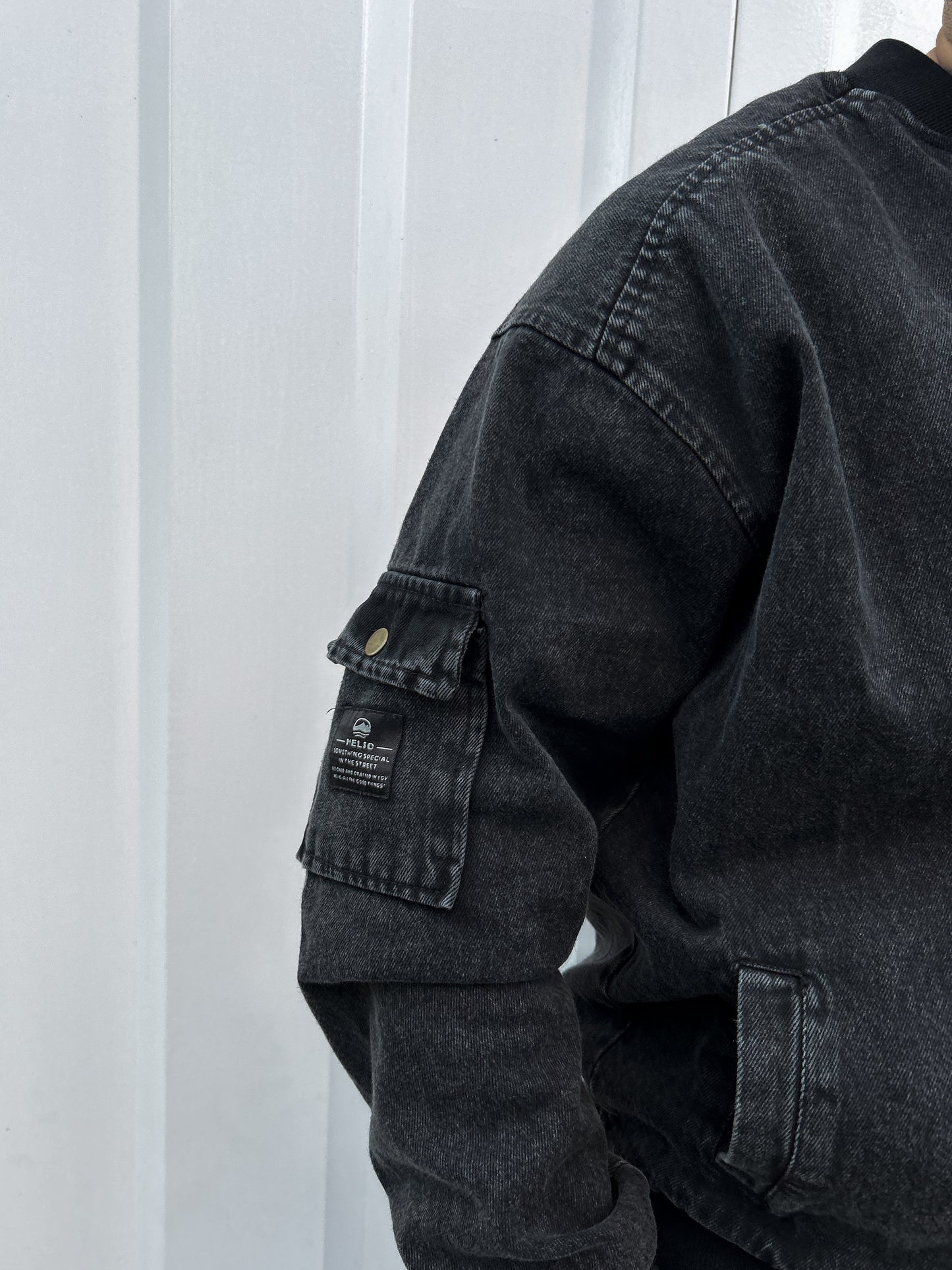 DENIM BOMBER JACKET BLACK