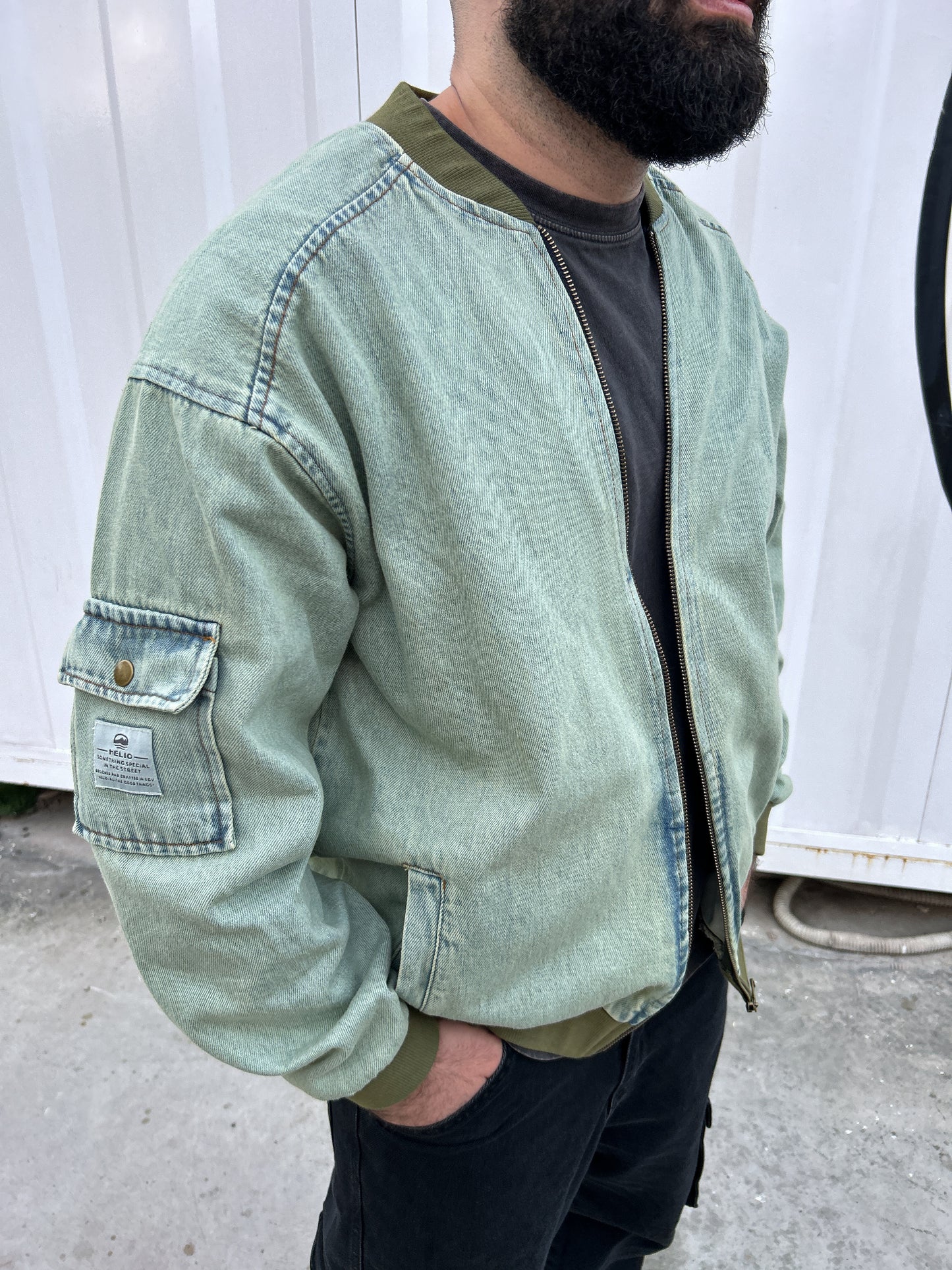 DENIM BOMBER JACKET MINT