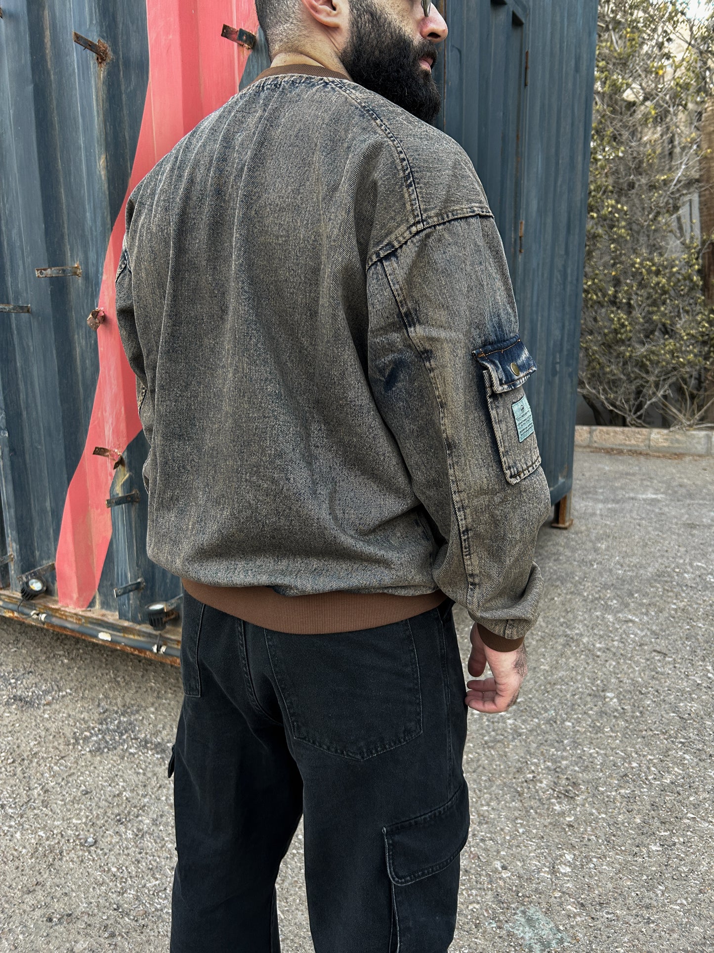 DENIM BOMBER JACKET BRONZE