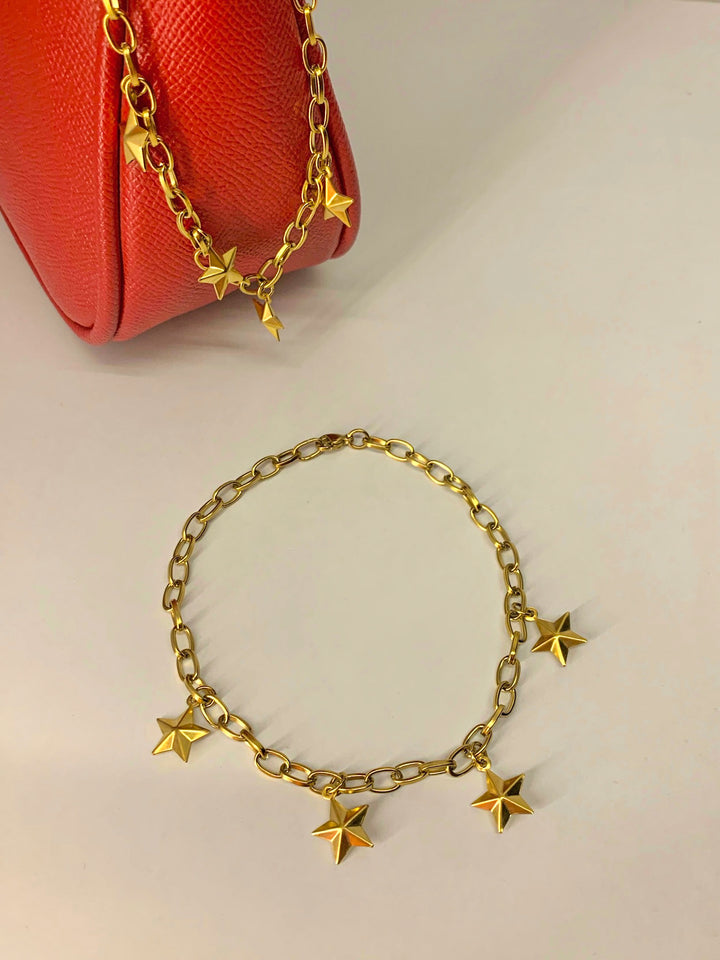 FALLING STARS GOLD BAG-CHAIN