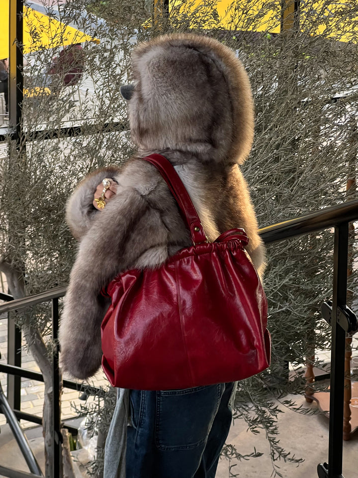 SCRUNCH BAG RETRO RED