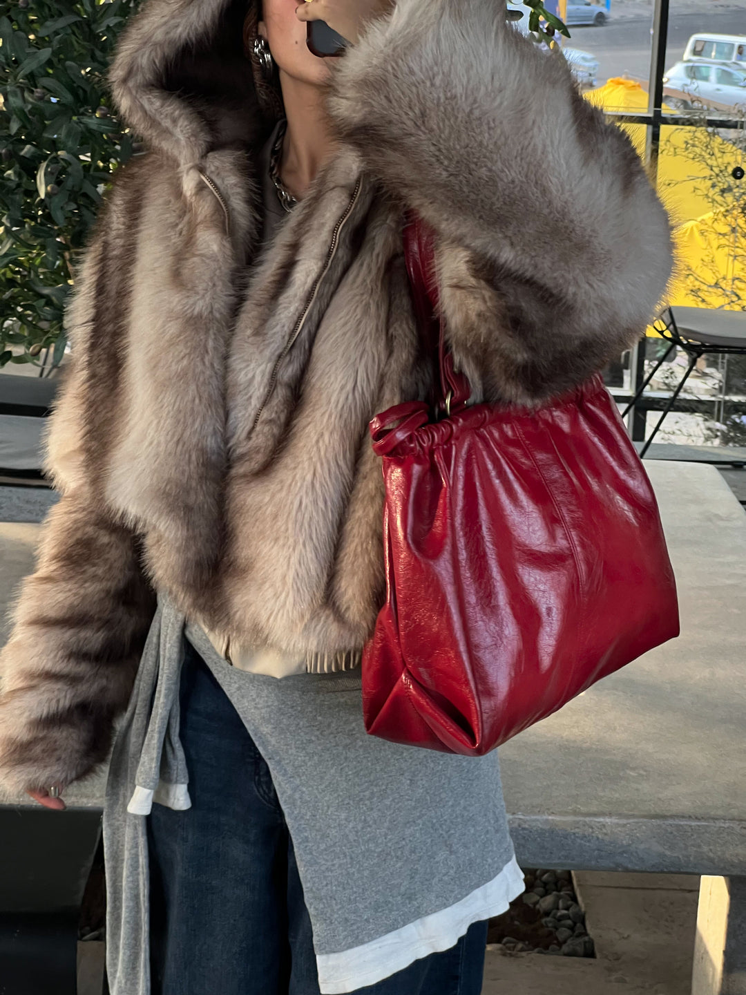 SCRUNCH BAG RETRO RED