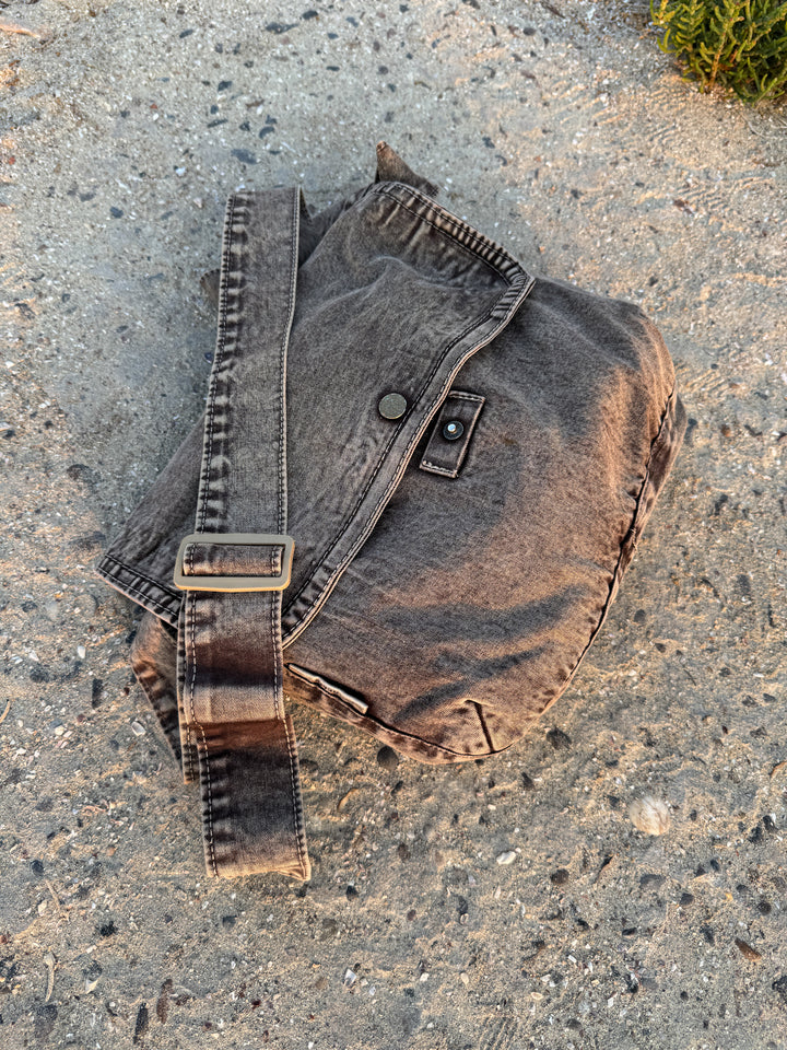 ASH BROWN WASHED SIDE BAG
